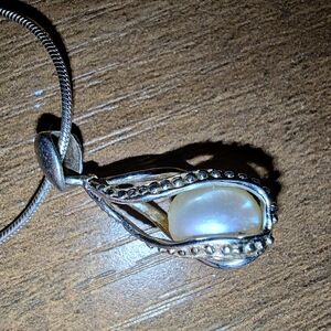 SO NICE!  18" Sterling Chain With Nice     Sterling Tear Drop W/Pearl